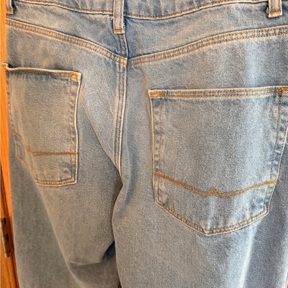 ASOS Light Blue Distressed Knee Midrise Jogger Ankle Denim Jeans Womens 32x30 - Picture 6 of 11